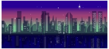 Gece şehir silueti