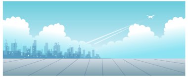 Uçağın çıkış ile cityskyline