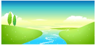 Göl ve yeşil manzara