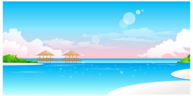 İskelesi ile pastoral plaj