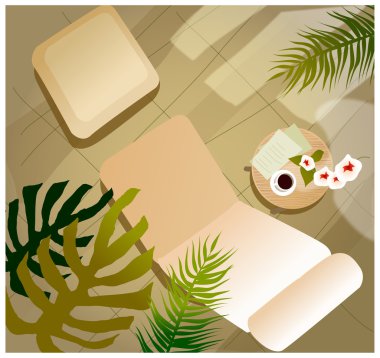 Arka bahçede şezlong.