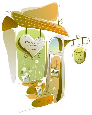 Close-up of shop on white background clipart