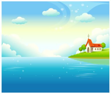 su manzara ve kilise