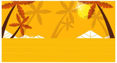 palmiye ağaçları ile sarı arka plan