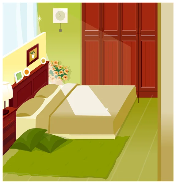 Dormitorio interior — Vector de stock