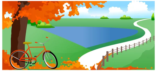 Bicycle under tree — Stock Vector