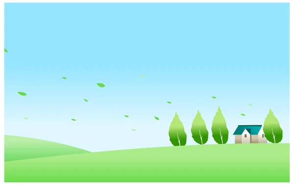 Дом и зеленый пейзаж — стоковый вектор