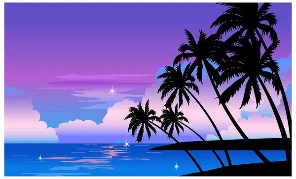 Playa por la noche — Vector de stock