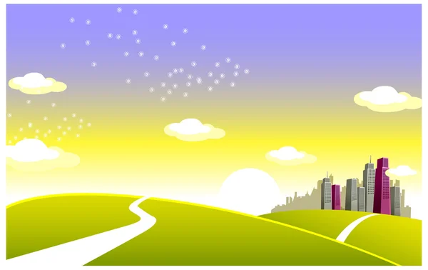 To the city — Stock Vector