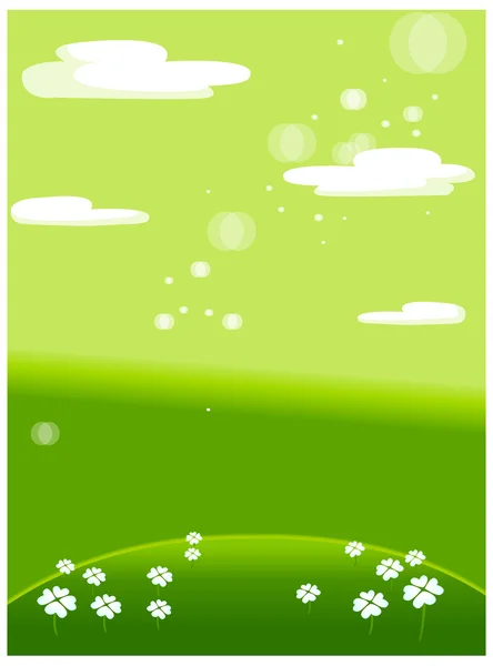 Prairie verte aux fleurs blanches — Image vectorielle