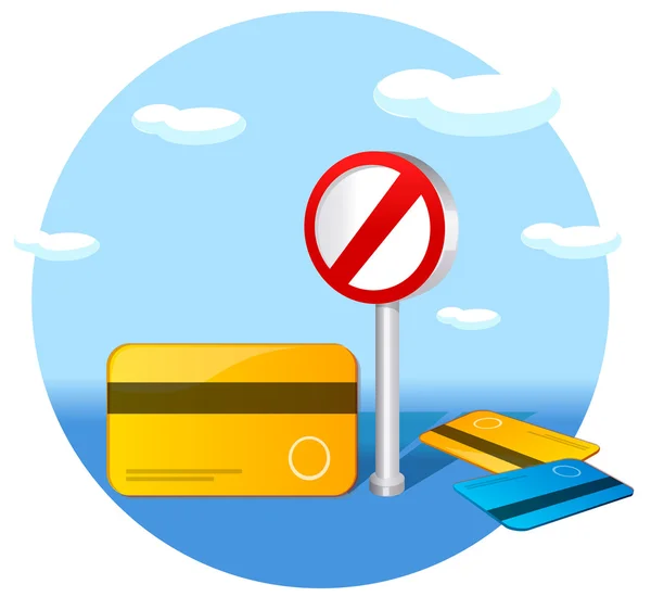 Credit cards en tekenen. geen creditcard-teken — Stockvector