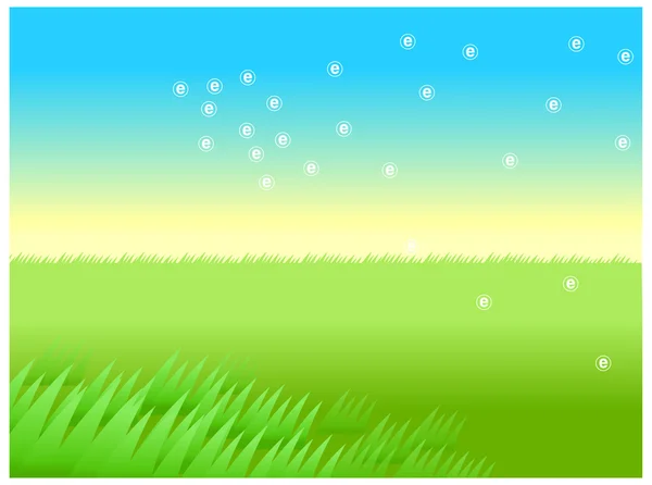 Grüne Landschaft mit blauem Himmel — Stockvektor