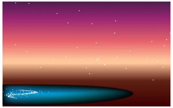 在晚上的池塘和天空 — 图库矢量图片