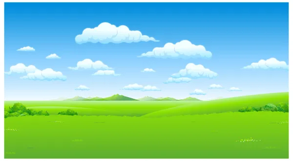 Mavi gökyüzü ile yeşil manzara