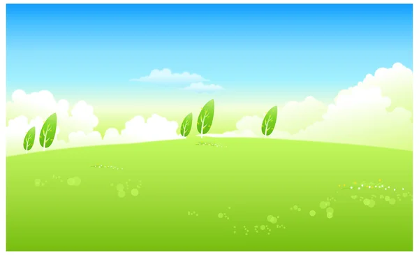 Green Landscape With Blue Sky — Stock Vector