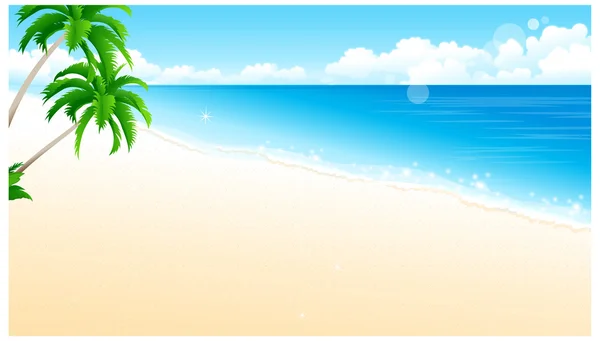 Idyllic Beach with Palm trees — Stock Vector