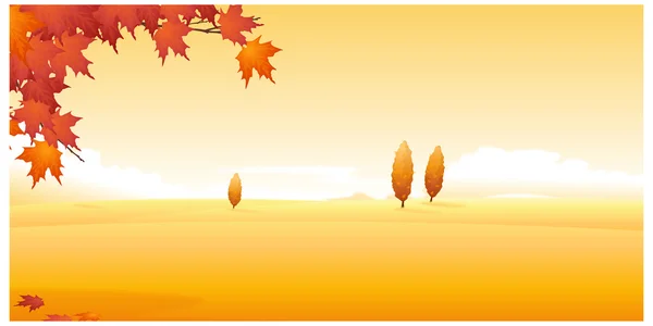 Hojas de otoño y paisaje — Vector de stock