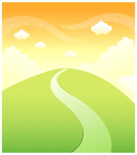 Путь над зеленой горой и небом — стоковый вектор