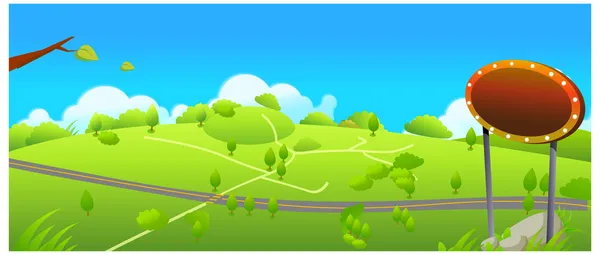 Strada e piccolo sentiero sul paesaggio verde — Vettoriale Stock
