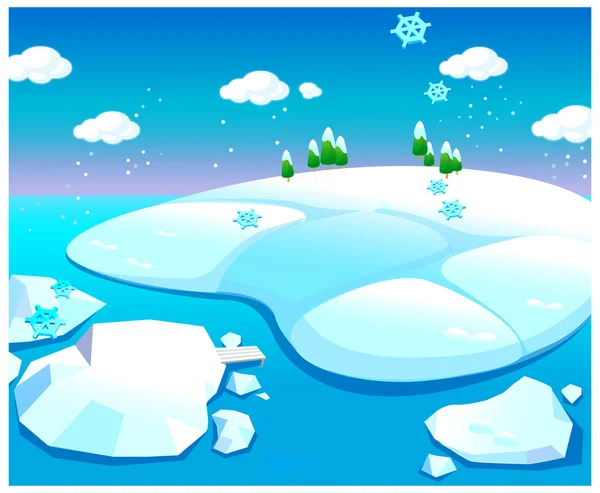 水和雪的景观 — 图库矢量图片