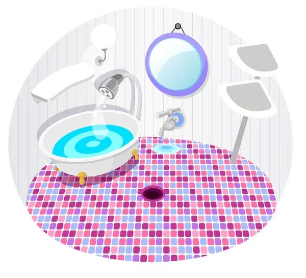 Bathroom with bath tub — Stock Vector