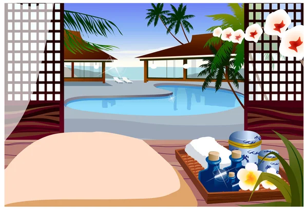 度假酒店室内游泳池 — 图库矢量图片