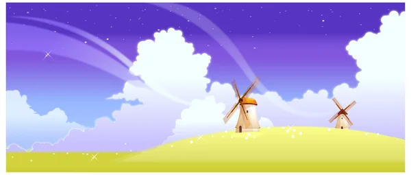 Landscape with windmills — Stock Vector