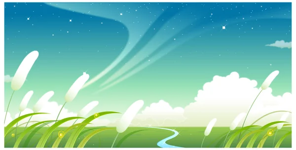 Paysage vert avec ciel bleu — Image vectorielle