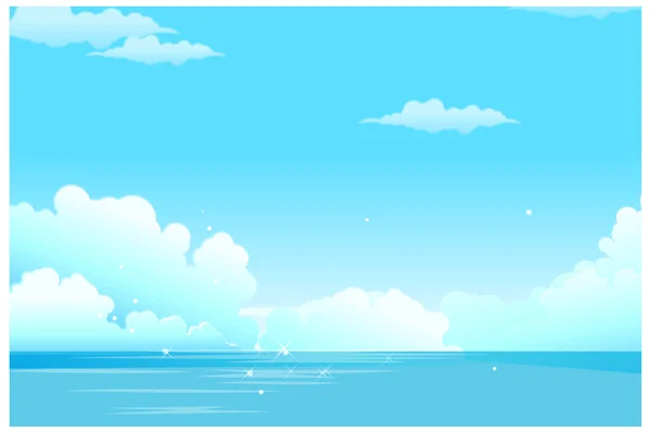 海上的近景和多云的天空 — 图库矢量图片