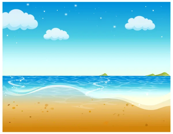 Egy gyönyörű trópusi strand egy kék ég — Stock Vector