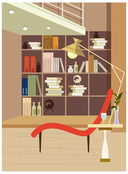 Vista interior de una sala de lectura — Vector de stock