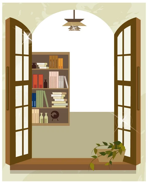 Vista interior de una sala de lectura — Vector de stock