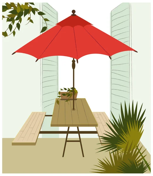 Red parasol — Stock Vector