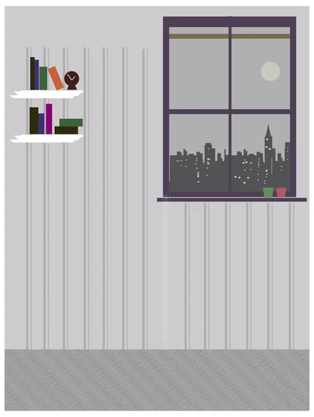Skyline par la fenêtre de la maison — Image vectorielle
