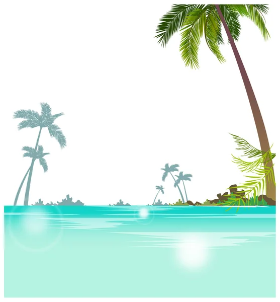 Seascape with palm trees — Stock Vector