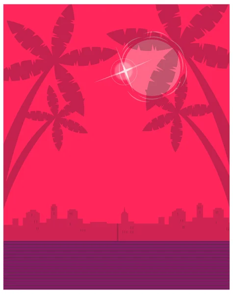 Skyline avec palmiers — Image vectorielle