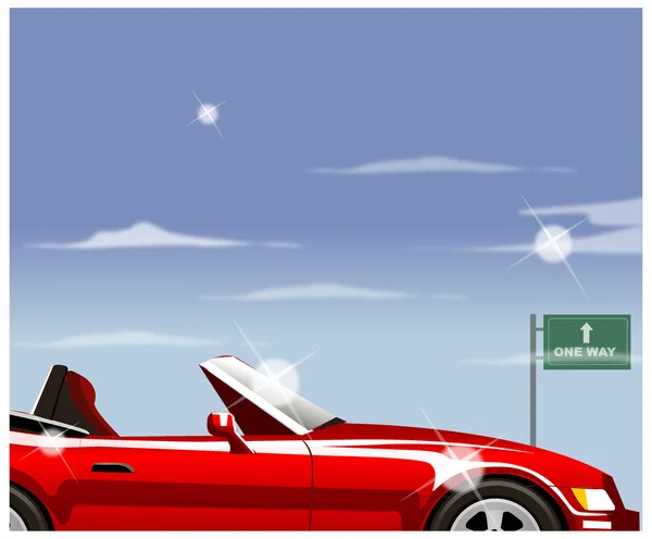 Voiture avec, sens unique, et flèche panneau routier — Image vectorielle