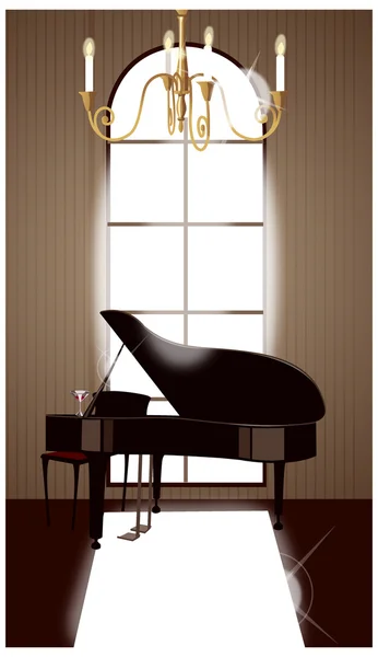 グランド ピアノの家のインテリア — ストックベクタ