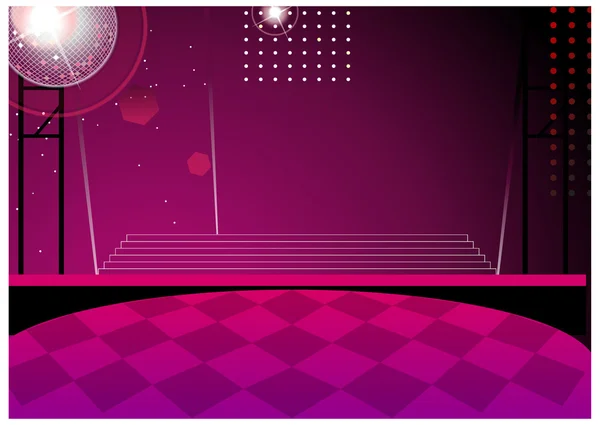 Disco koule a taneční parket v nočním klubu — Stockový vektor