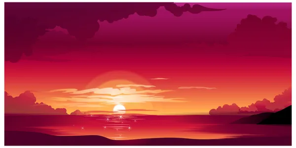 Прекрасний захід сонця над морем Ліцензійні Стокові Ілюстрації