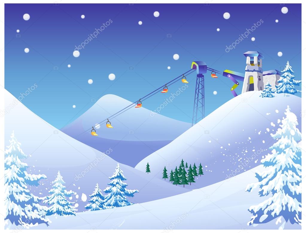 Sky Lift Chairs At A Snow Ski Resort Vector Image By C Zzve Vector Stock