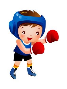 Boks eldivenli çocuk.
