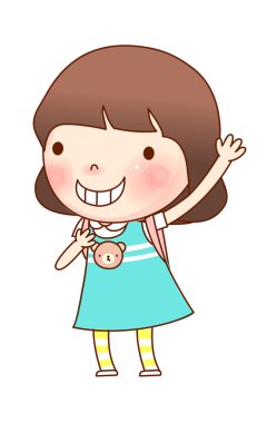 Okul çantalı kızın portresi.