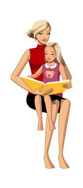 Anne ve kızı okuma kitabı portre