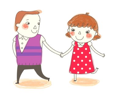 erkek ve kız elini tutarak