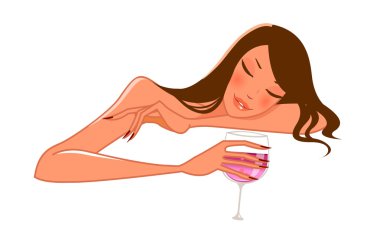 güzel genç kız elinde içki ile