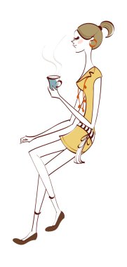 oturan kadın yan görünüm