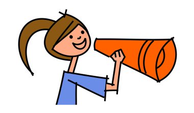 megafon tutan kadın yan görünüm