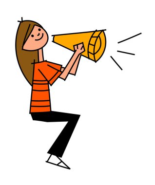 megafon tutan kadın yan görünüm