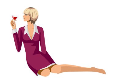 güzel genç kız elinde içki ile